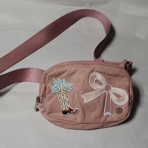 Lululemon Pink Belt Bag Fanny Pack Ribbon Cowgirl Boot Patches